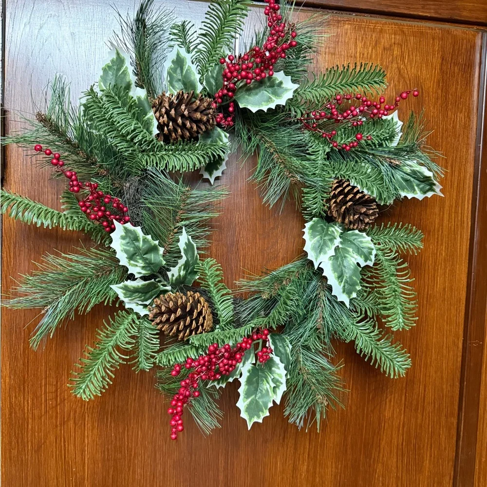 Ashland Green and Red Pinecone Holiday Wreath